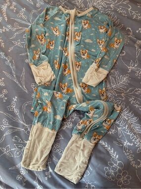 Little One Shop Corgi Print Convertible Footie